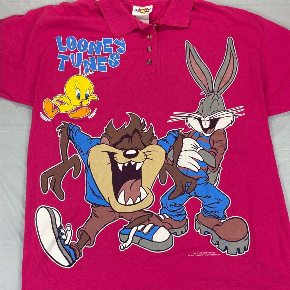 1996 LOONEY TUNES PINK POLO SHIRT